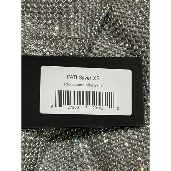 LAMARQUE Pati Rhinestone Mini Skirt in Silver XSmall New Womens Faux Leather - Picture 8 of 12